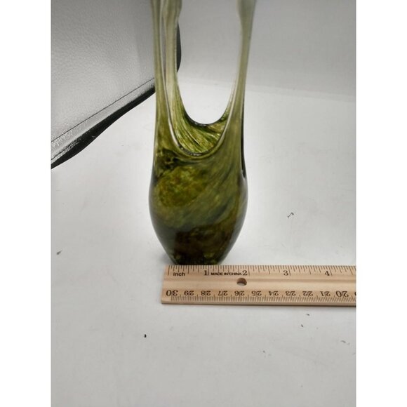 Kosta Boda Green Abstract Glass Vase Signed By Artist Sweden 1742 Modern Art Dec - Picture 6 of 16